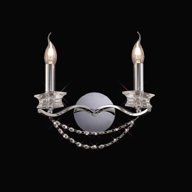 Nydia Polished Chrome Crystal Wall Lights Diyas Armed Wall Lights
